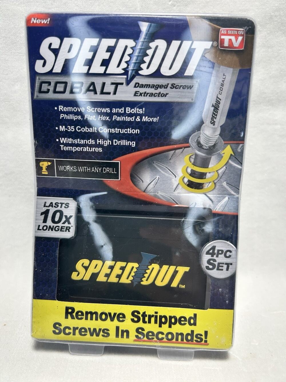 Ontel SpeedOut Cobalt Damaged Screw Extractor 4pc Set OPEN BOX